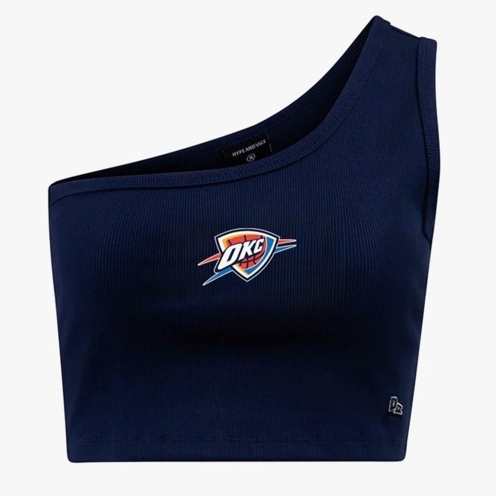 Hype and Vice Oklahoma City Thunder OKC One Shoulder Crop Top Womens M NBA Logo